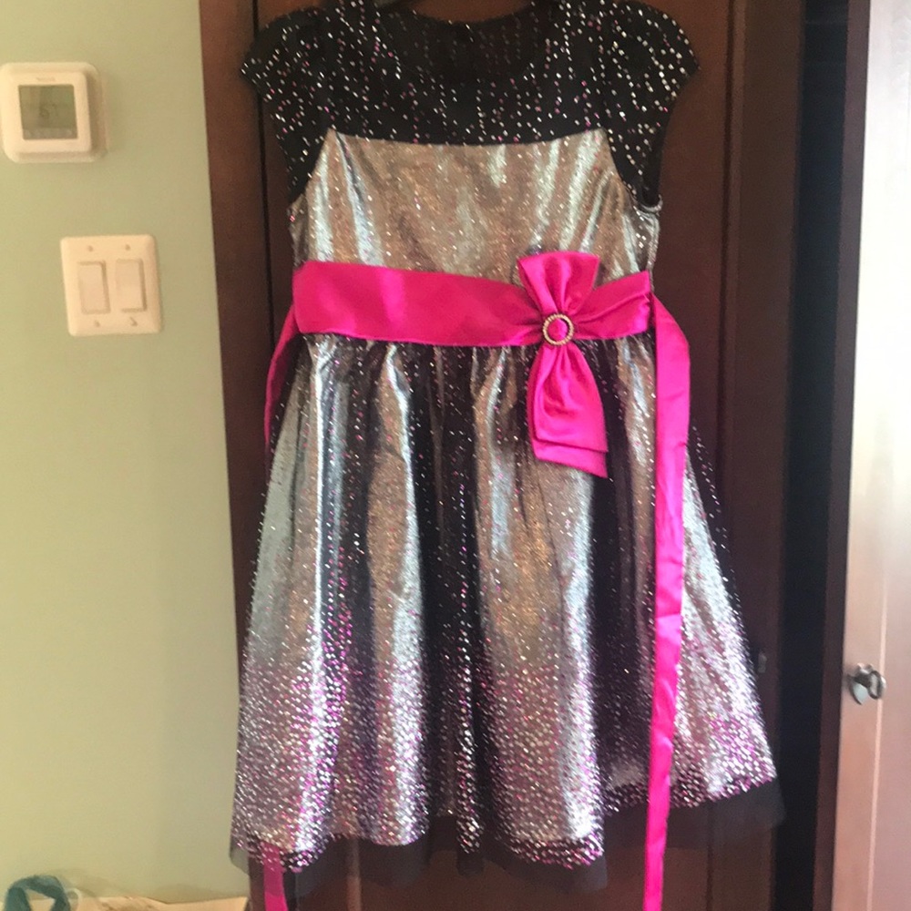 Jona Michelle Silver and Pink Formal Kids Dress